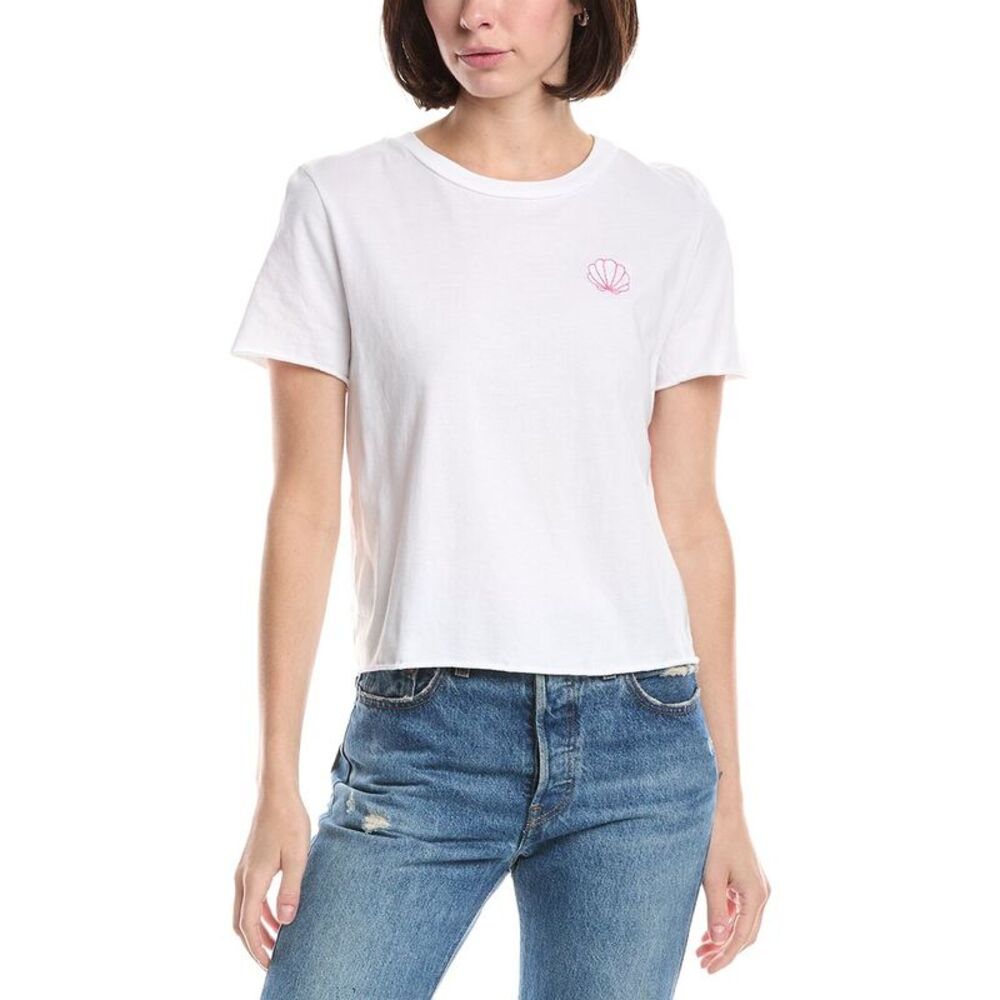 Michael Stars Womens Shell Embroidery T-Shirt, White